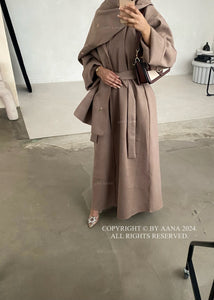 3 in 1 Coat Abaya- Brown