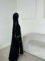 Load image into Gallery viewer, A/C Rosette Abaya with Maxi Hijab- Black
