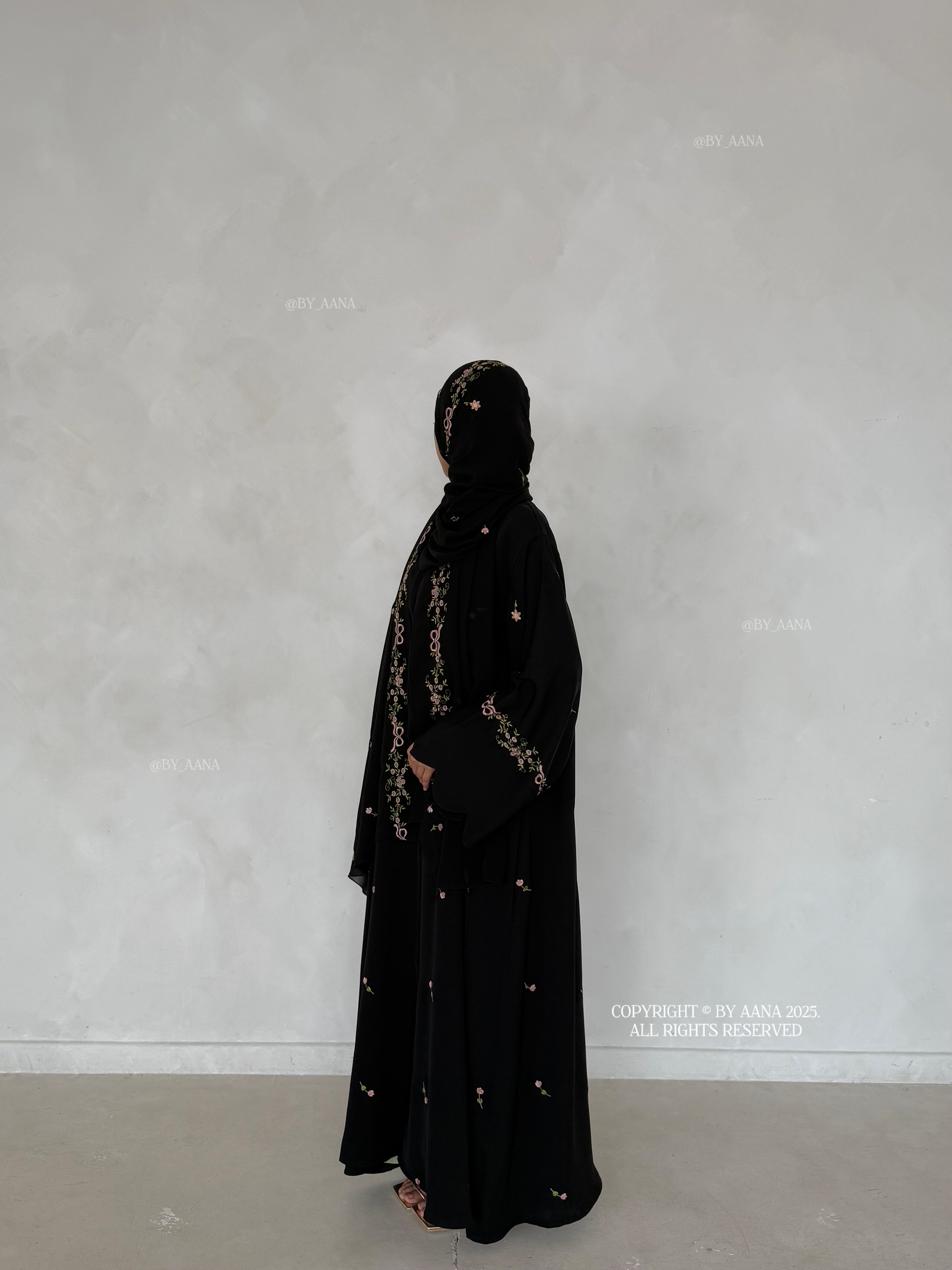 A/C Rosette X Flower And Tulip With Maxi Hijab- Black