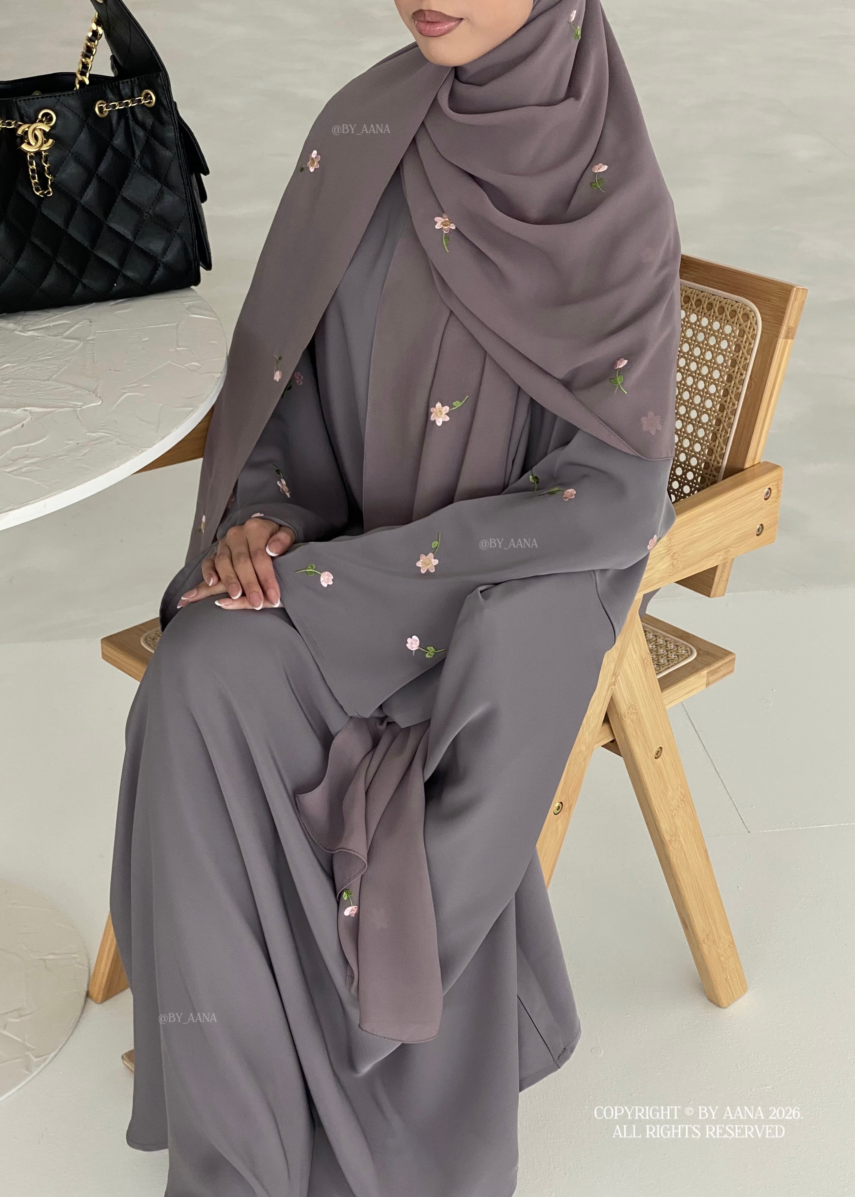 Flower & Tulip Closed Abaya With Maxi Hijab- Limited Edition