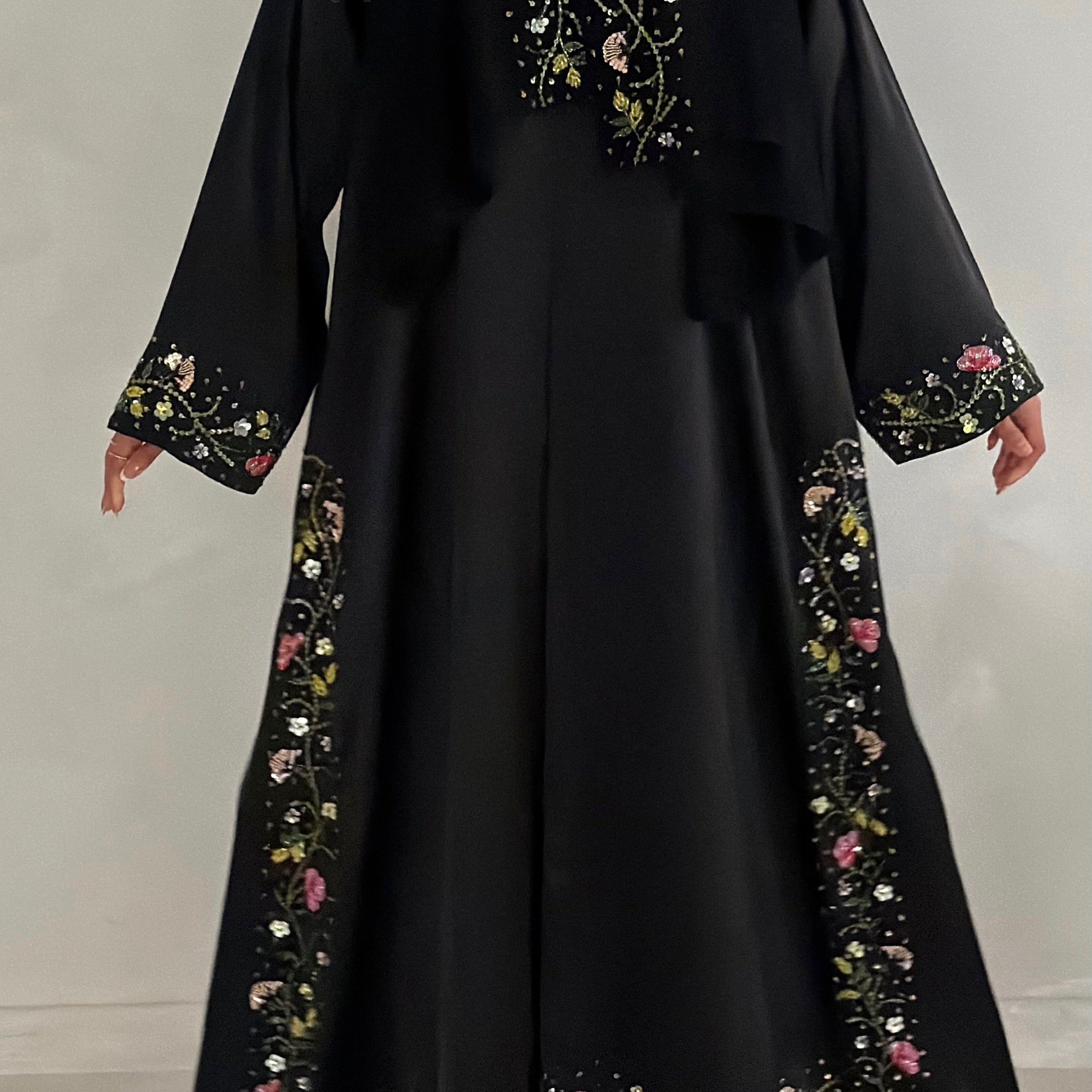 Elara Abaya- 3 Piece Set (Slip dress included)