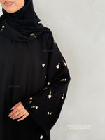 Load image into Gallery viewer, A/C Flower &amp; Tulip Closed Abaya with Maxi Hijab- Black
