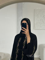 Load image into Gallery viewer, A/C Rosette Abaya with Maxi Hijab- Black
