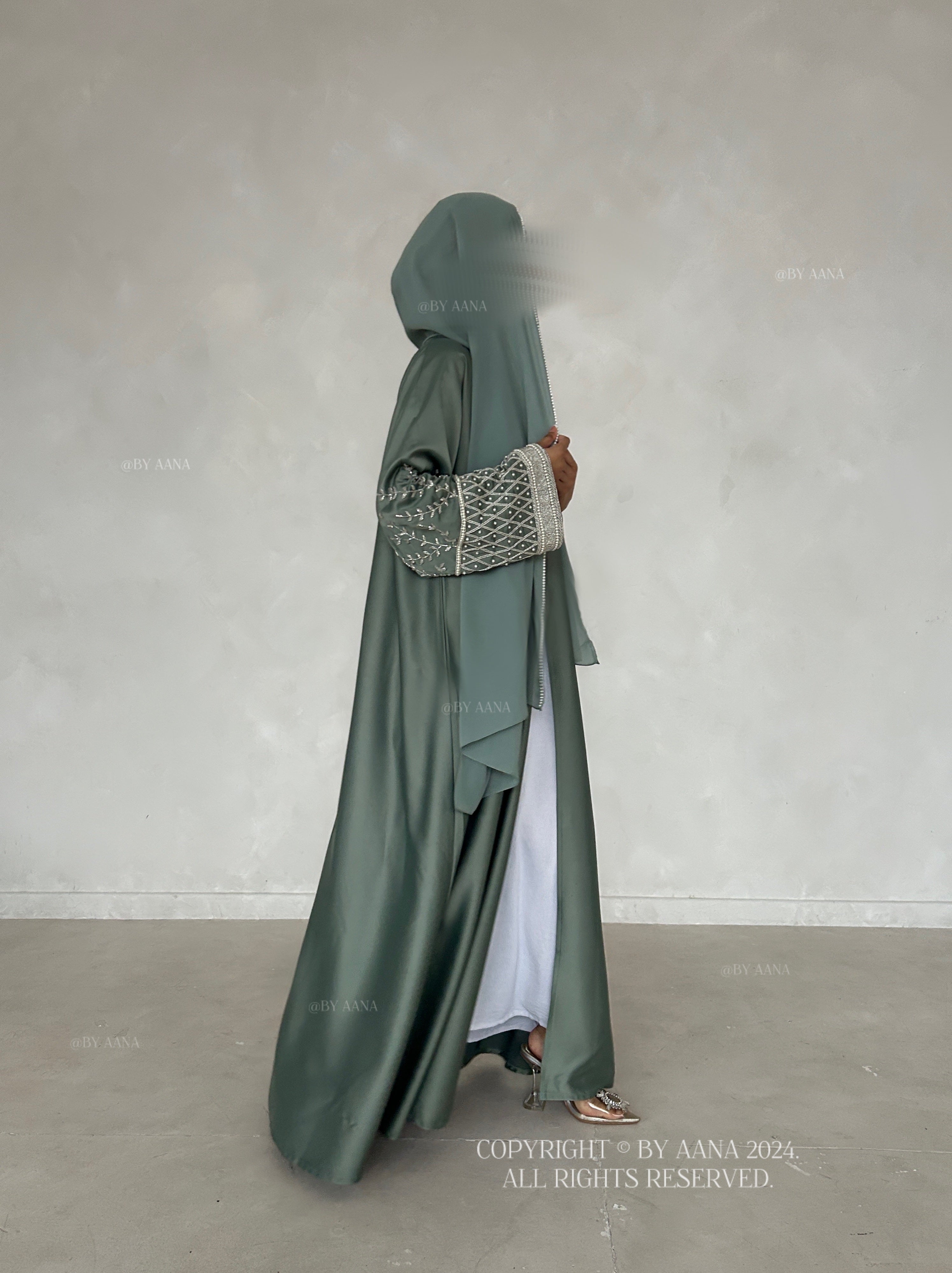 Lulu Open Abaya- Sea Green