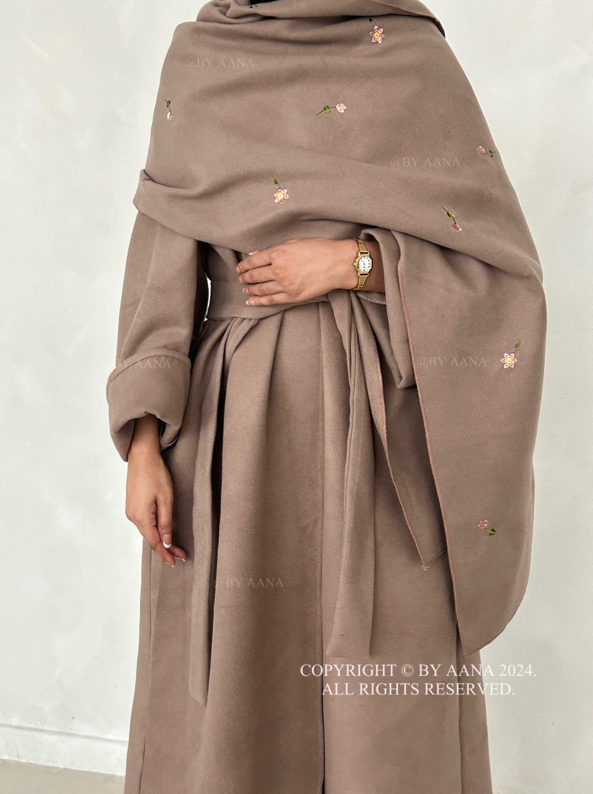 3 in 1 Coat Abaya- Brown