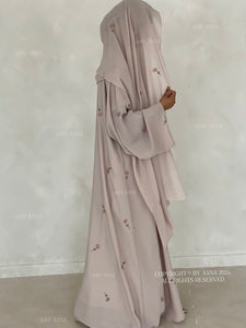 Rose Blossom Abaya- Greige