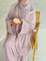 Load image into Gallery viewer, A/C Flower &amp; Tulip Closed Abaya with Maxi Hijab- Mauve Pink
