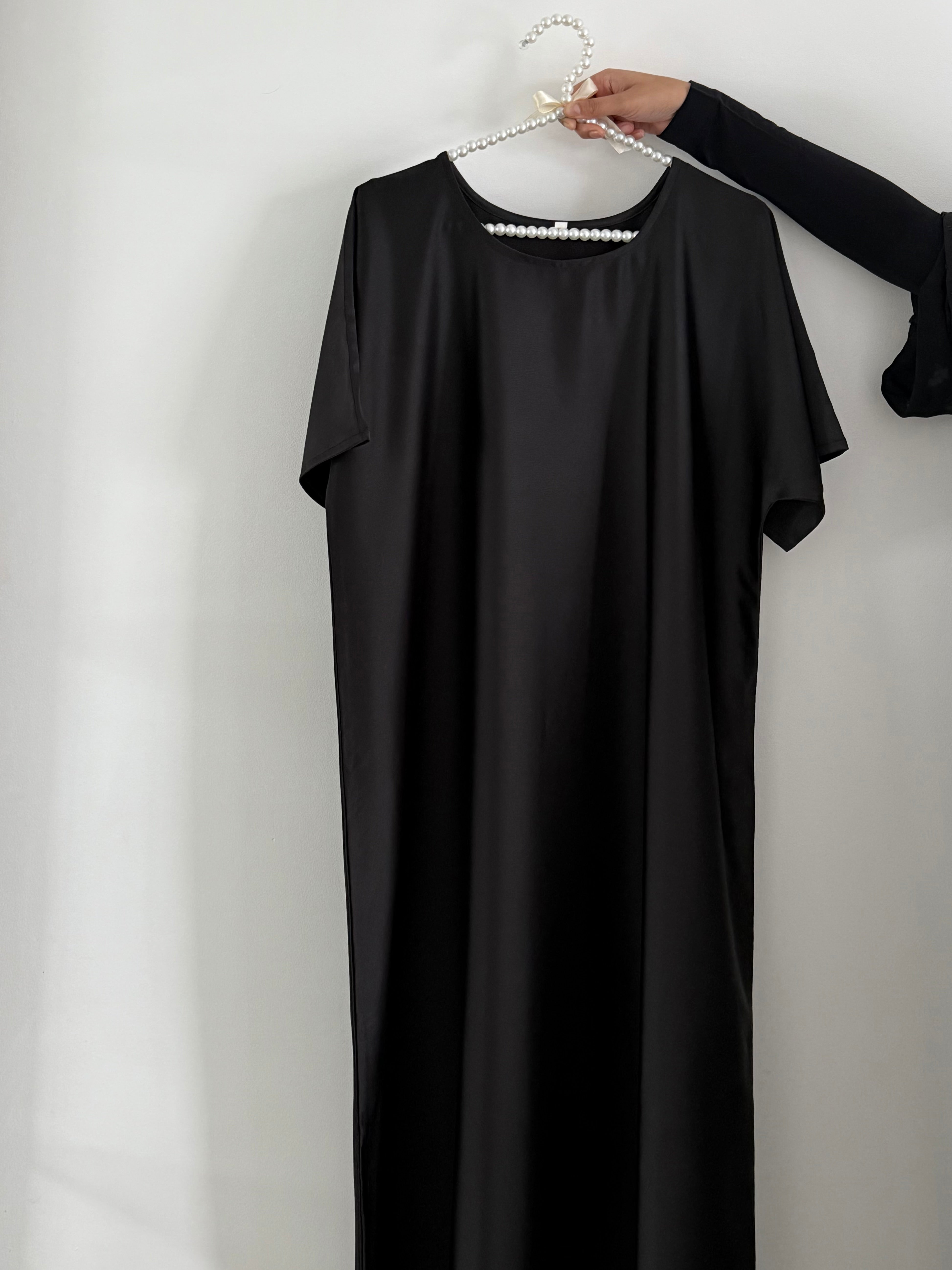 Matte Satin Slip Dress- Black
