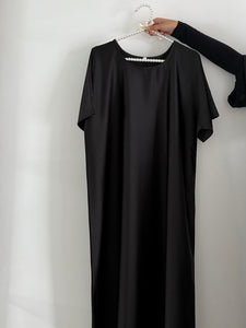 Matte Satin Slip Dress- Black
