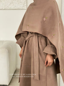 3 in 1 Coat Abaya- Brown