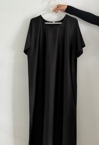Matte Satin Slip Dress- Black