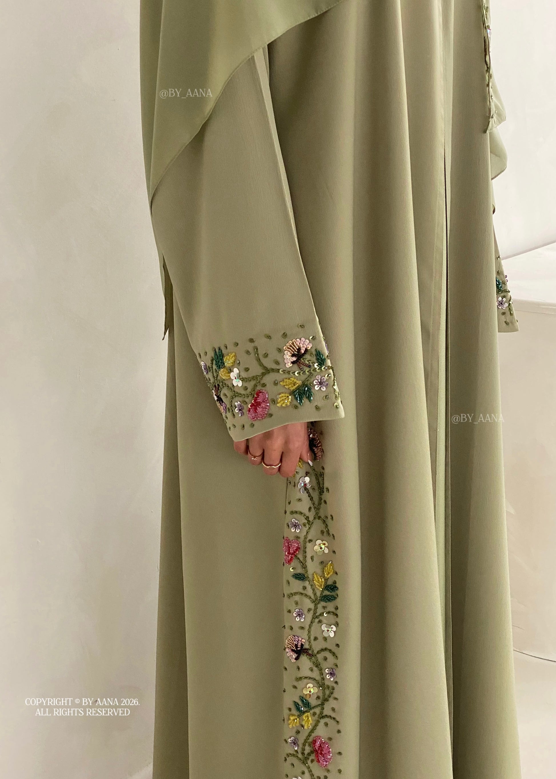 Elara Abaya- 3 Piece Set (Slip dress included)