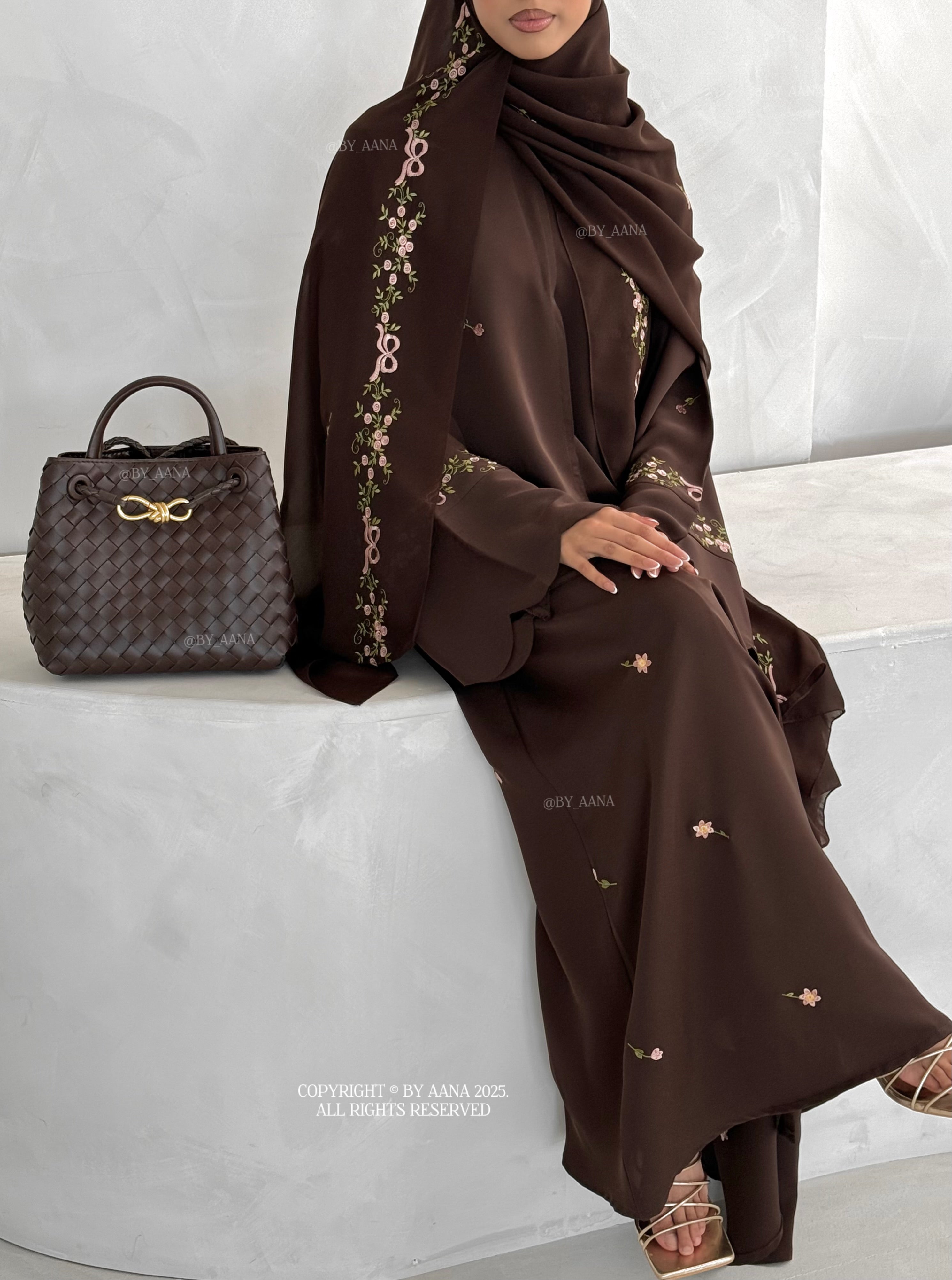 A/C Rosette x Flower and Tulip With Maxi Hijab- Espresso Brown