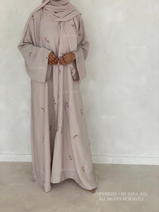 Rose Blossom Abaya- Greige