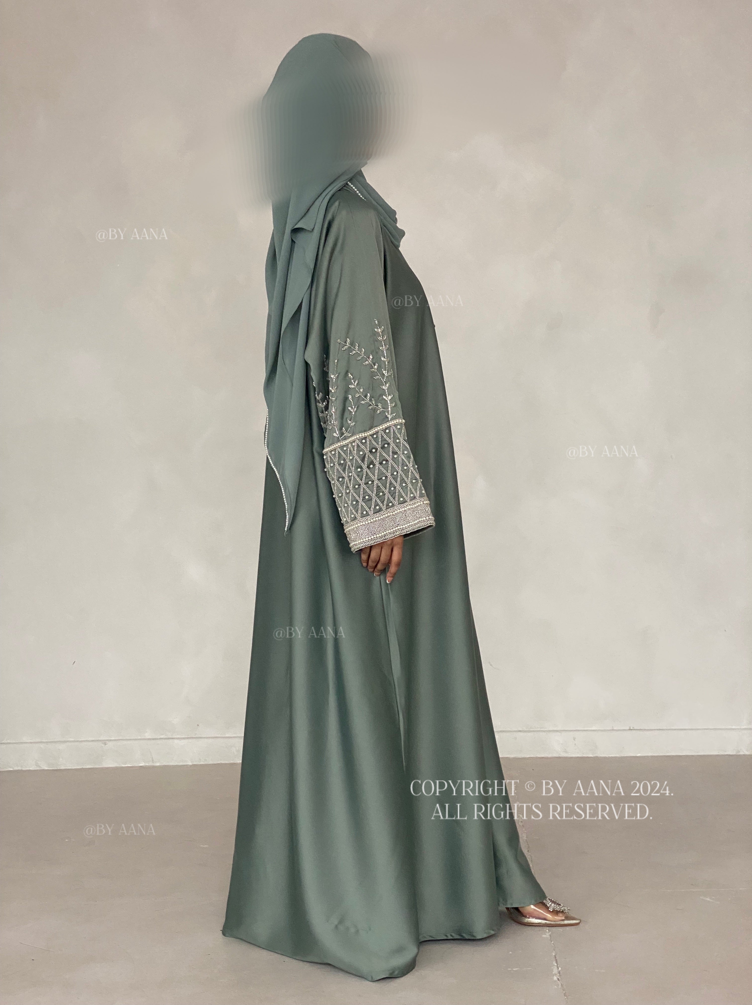 Lulu Open Abaya- Sea Green