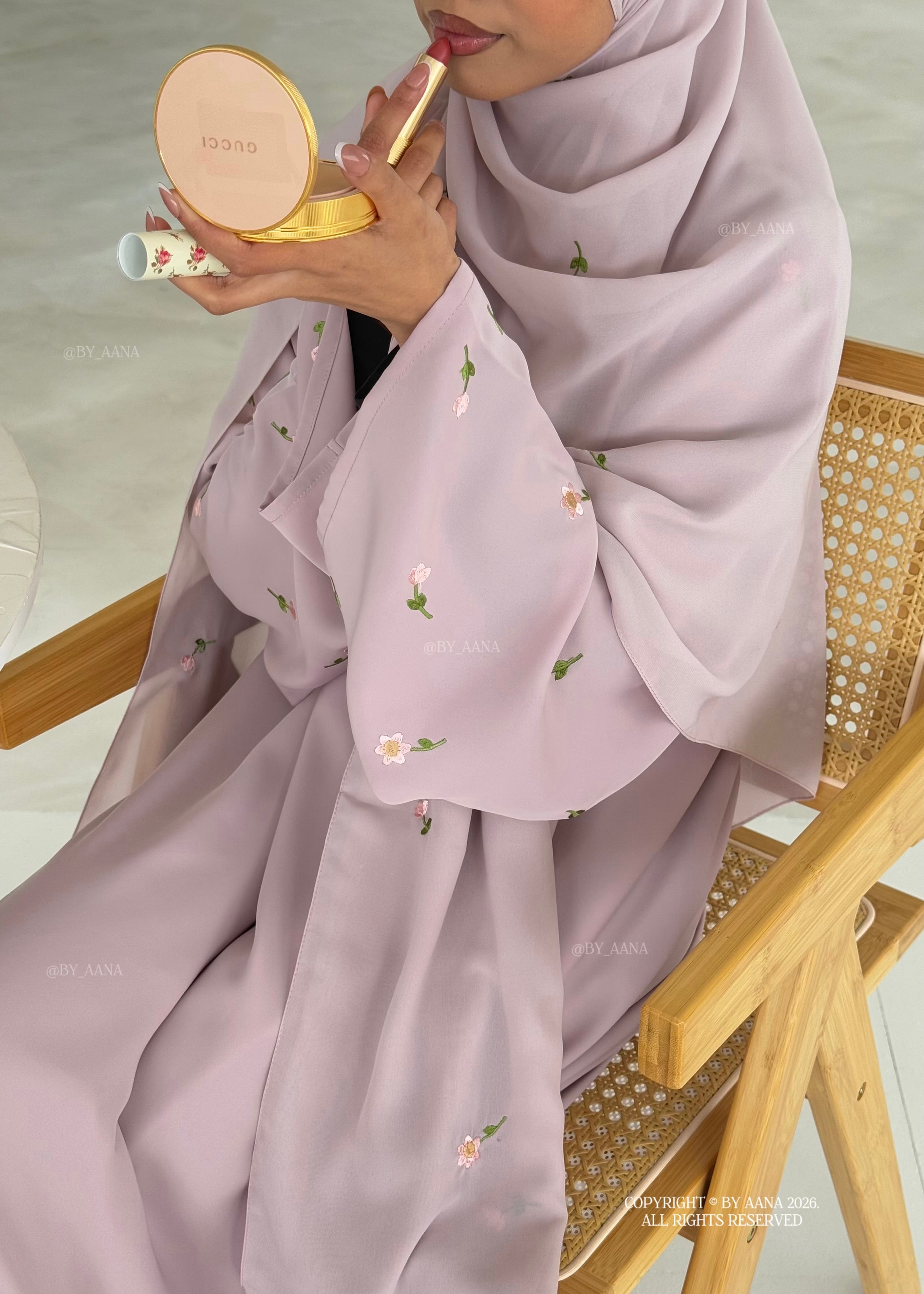 Flower & Tulip Closed Abaya With Maxi Hijab- Limited Edition