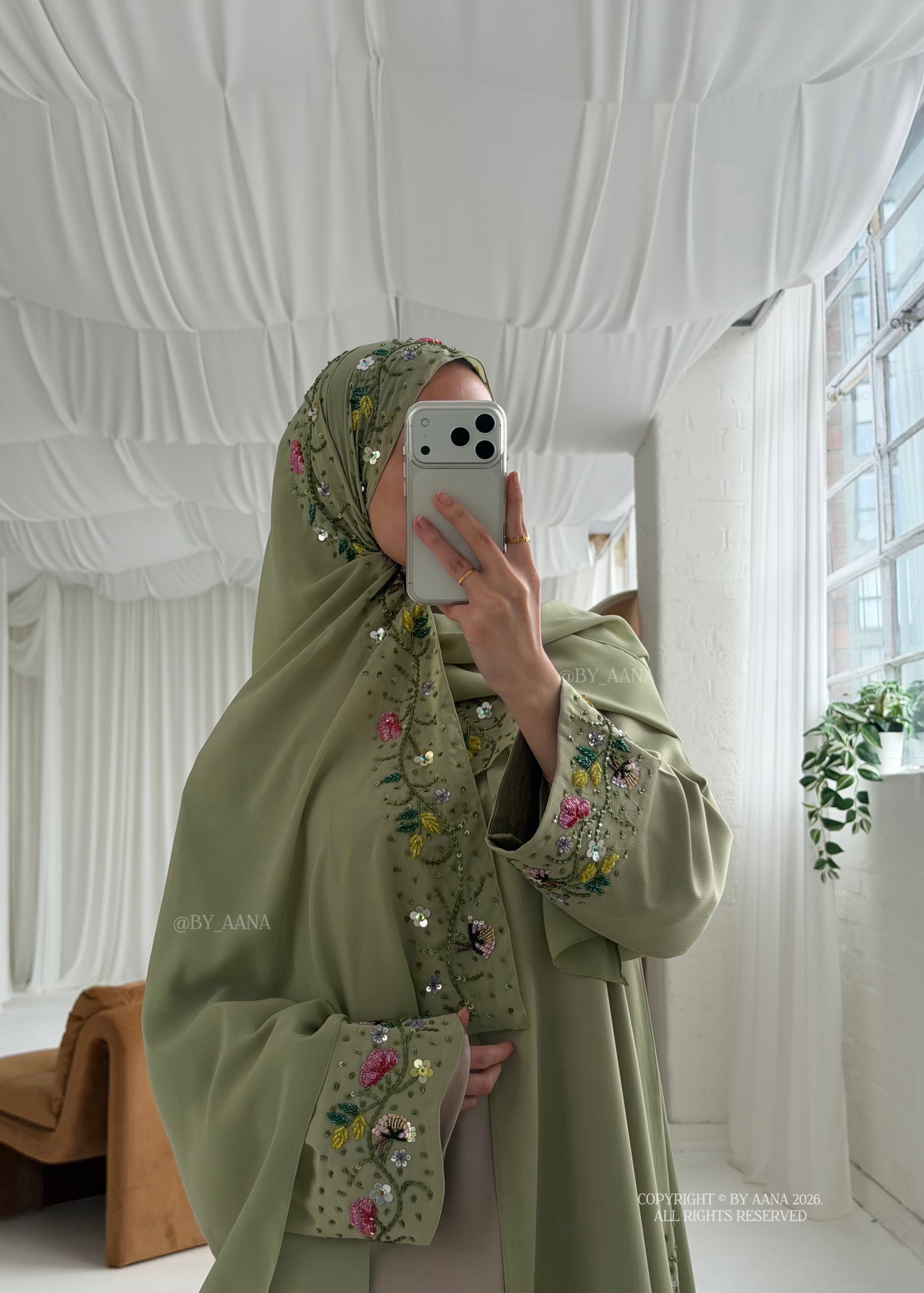 Elara Abaya- 3 Piece Set (Slip dress included)