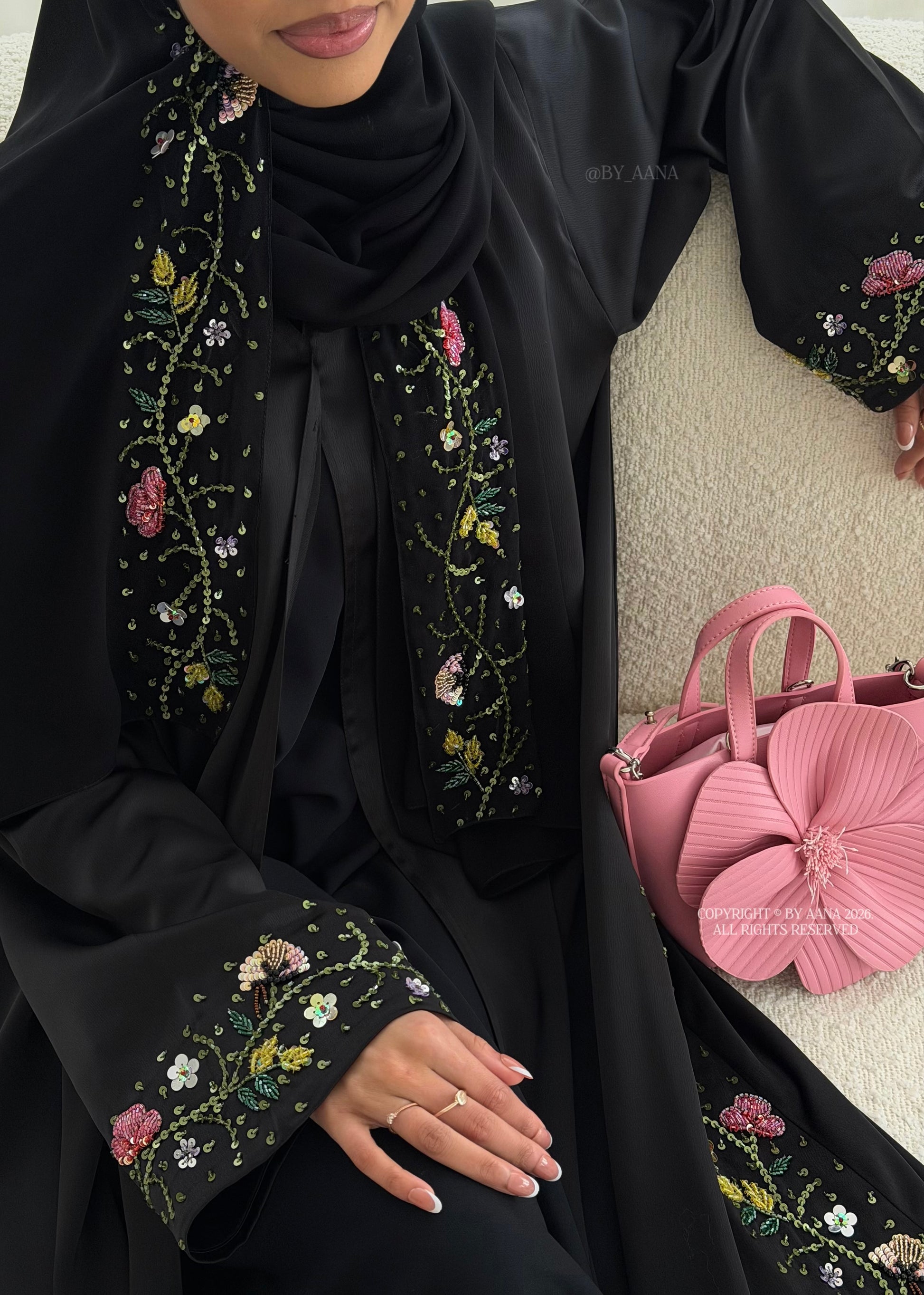 Elara Abaya- 3 Piece Set (Slip dress included)