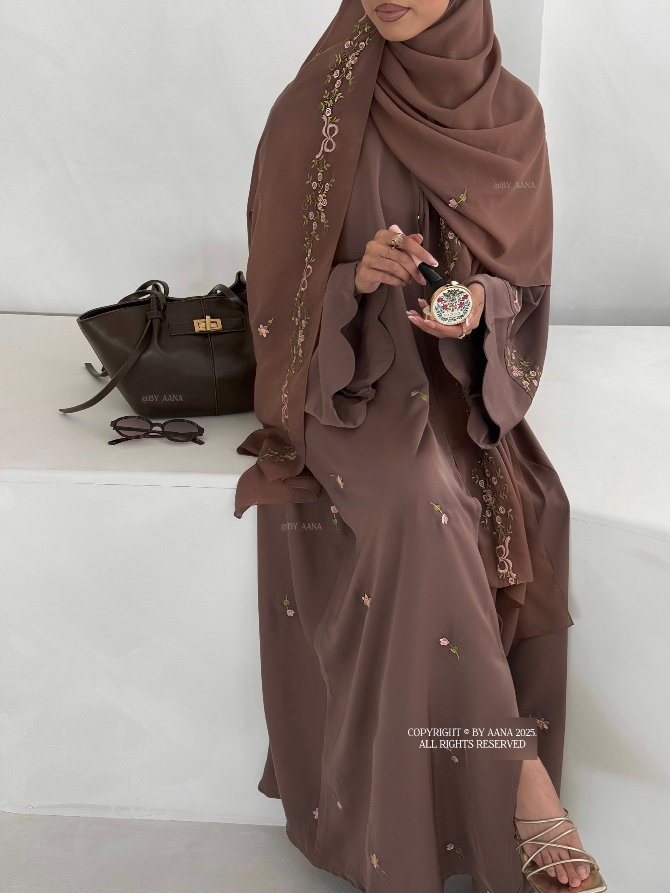 A/C Rosette x Flower & Tulip With Maxi Hijab- Brown