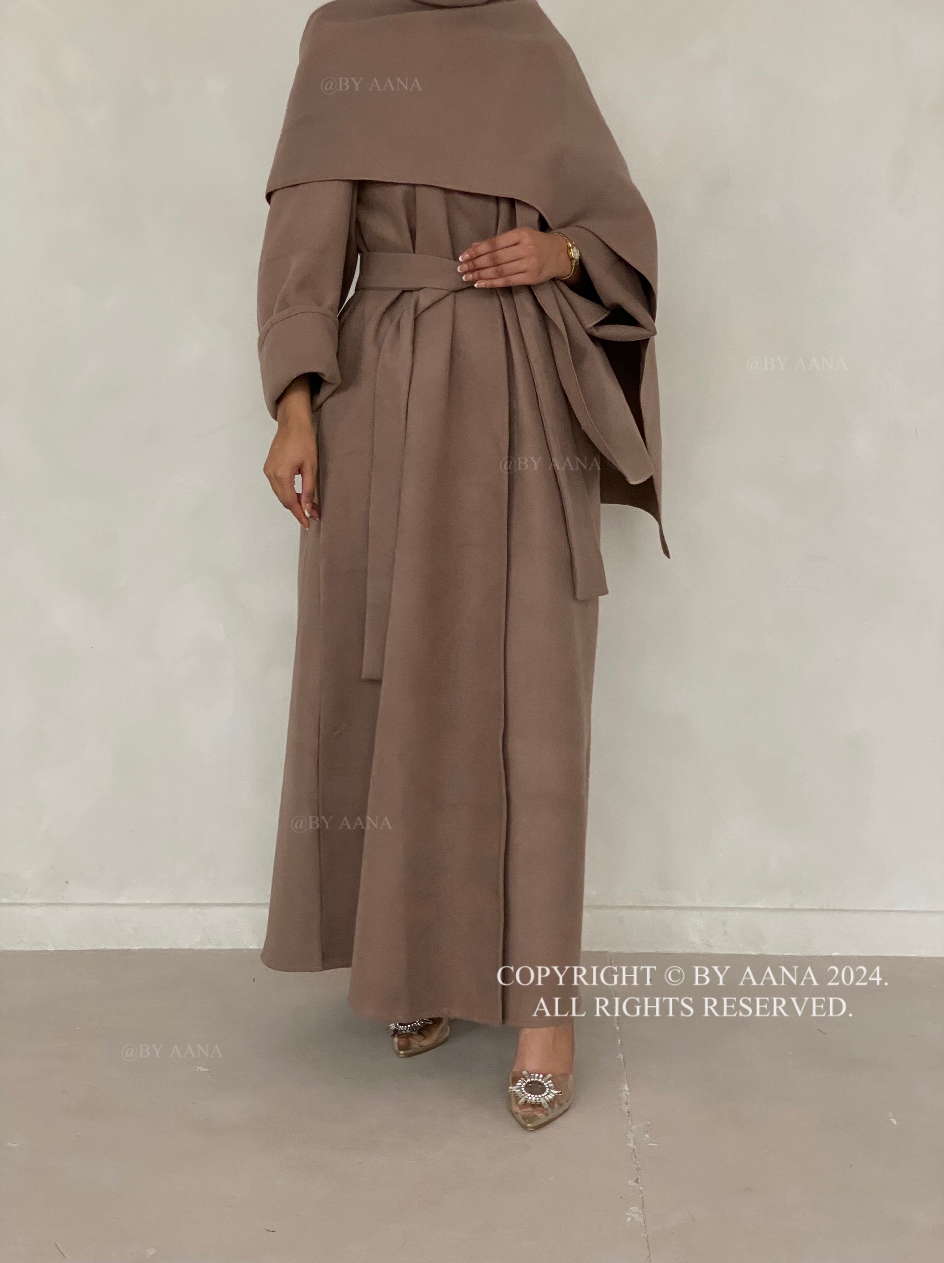 3 in 1 Coat Abaya- Brown