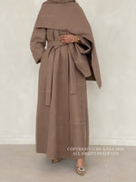 Load image into Gallery viewer, 3 in 1 Coat Abaya- Brown
