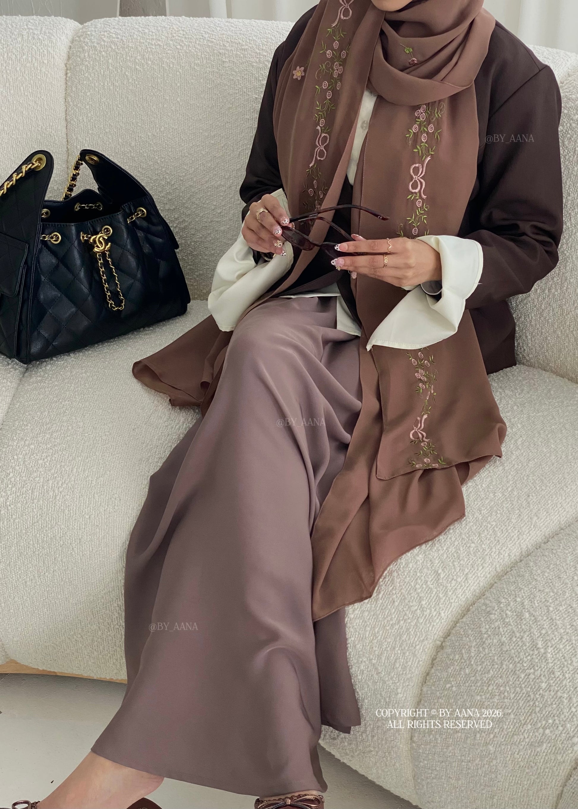Hijab Rosette x Flower & Tulip Maxi- Honey Brown