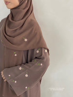 Load image into Gallery viewer, A/C Flower &amp; Tulip Closed Abaya with Maxi Hijab- Mocha Brown
