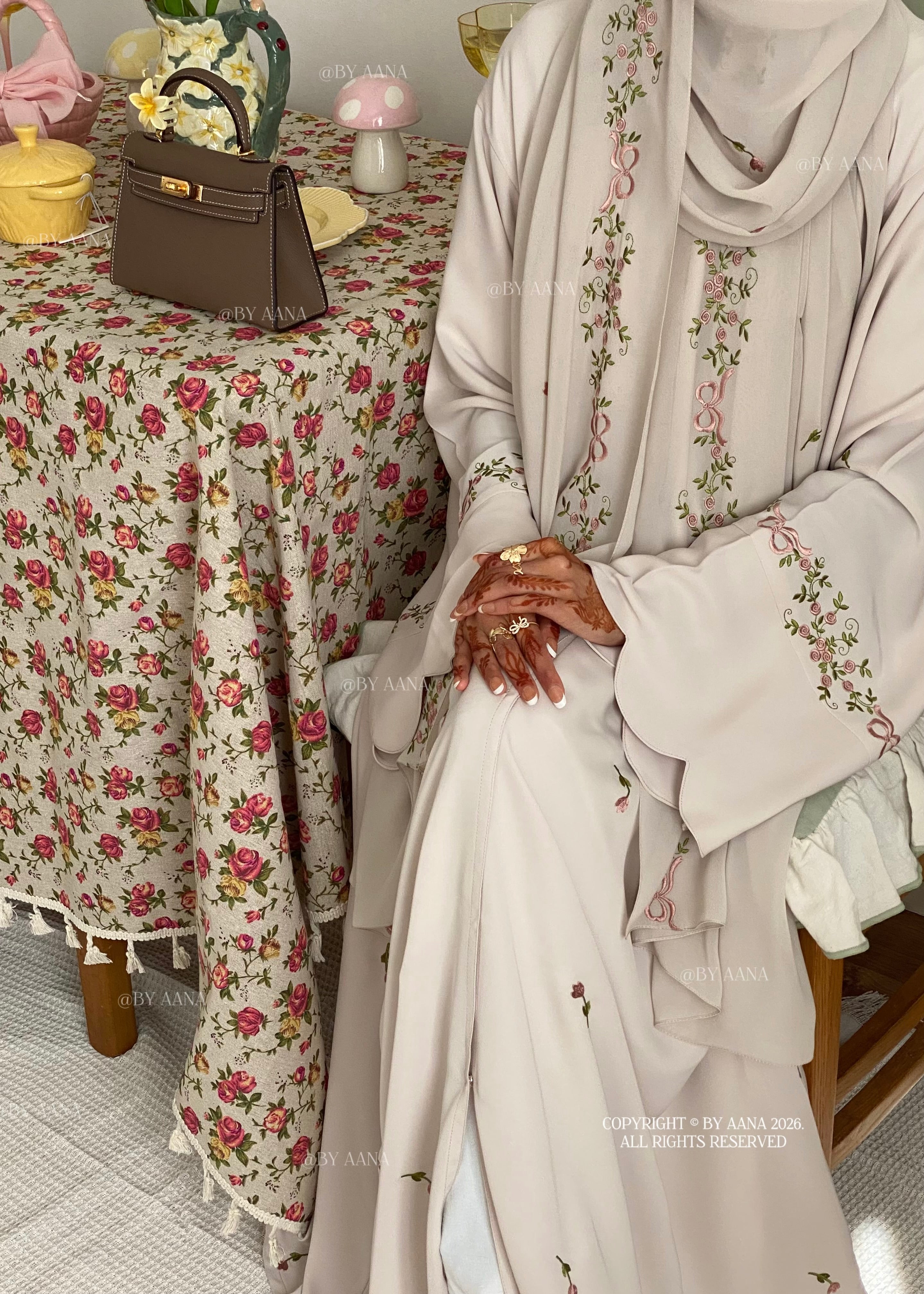 Rosette X Flower & Tulip Abaya With Maxi Hijab