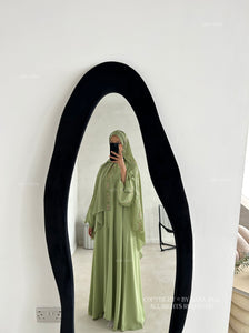 Rosette Abaya with Maxi Hijab- Pistachio