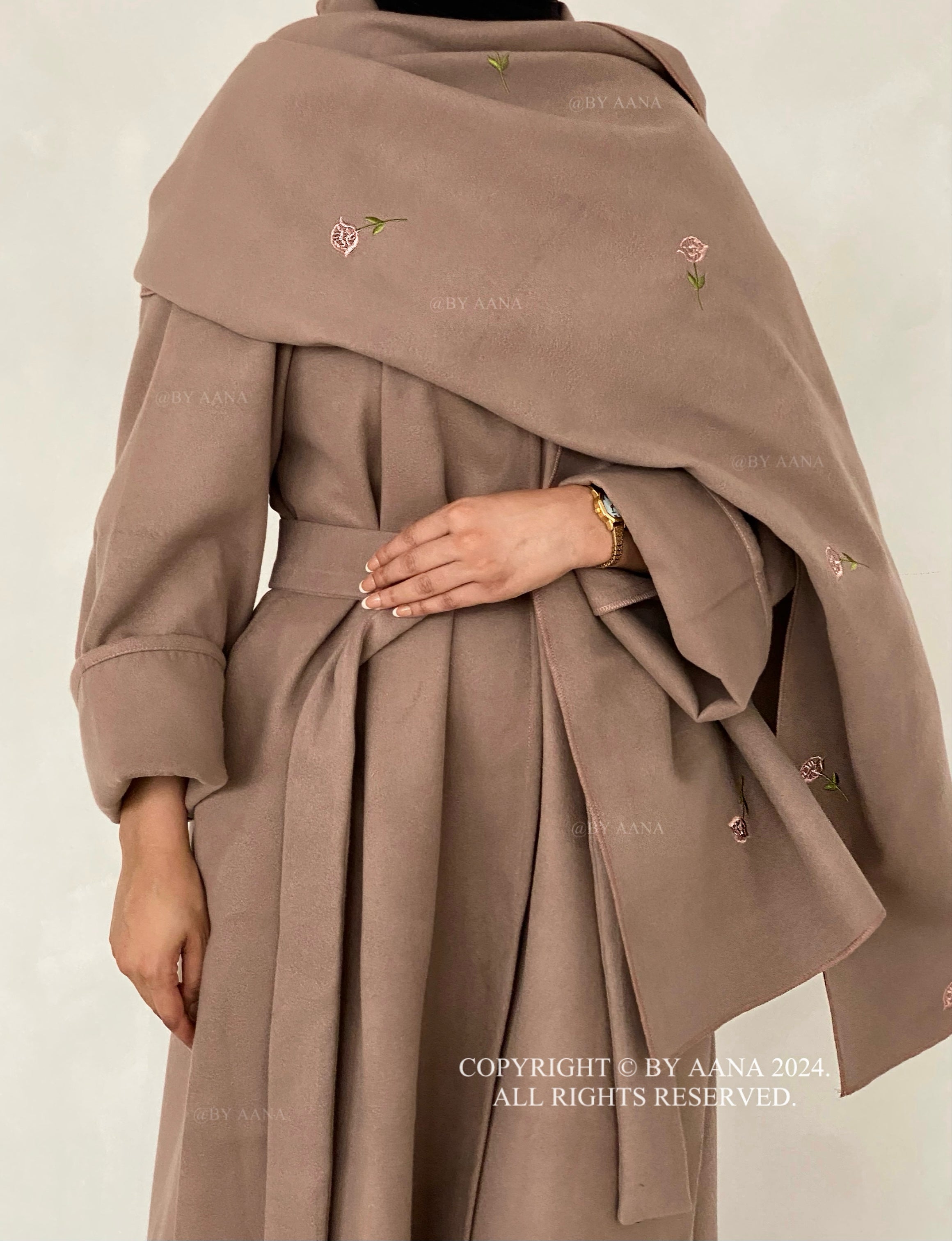 3 in 1 Coat Abaya- Brown