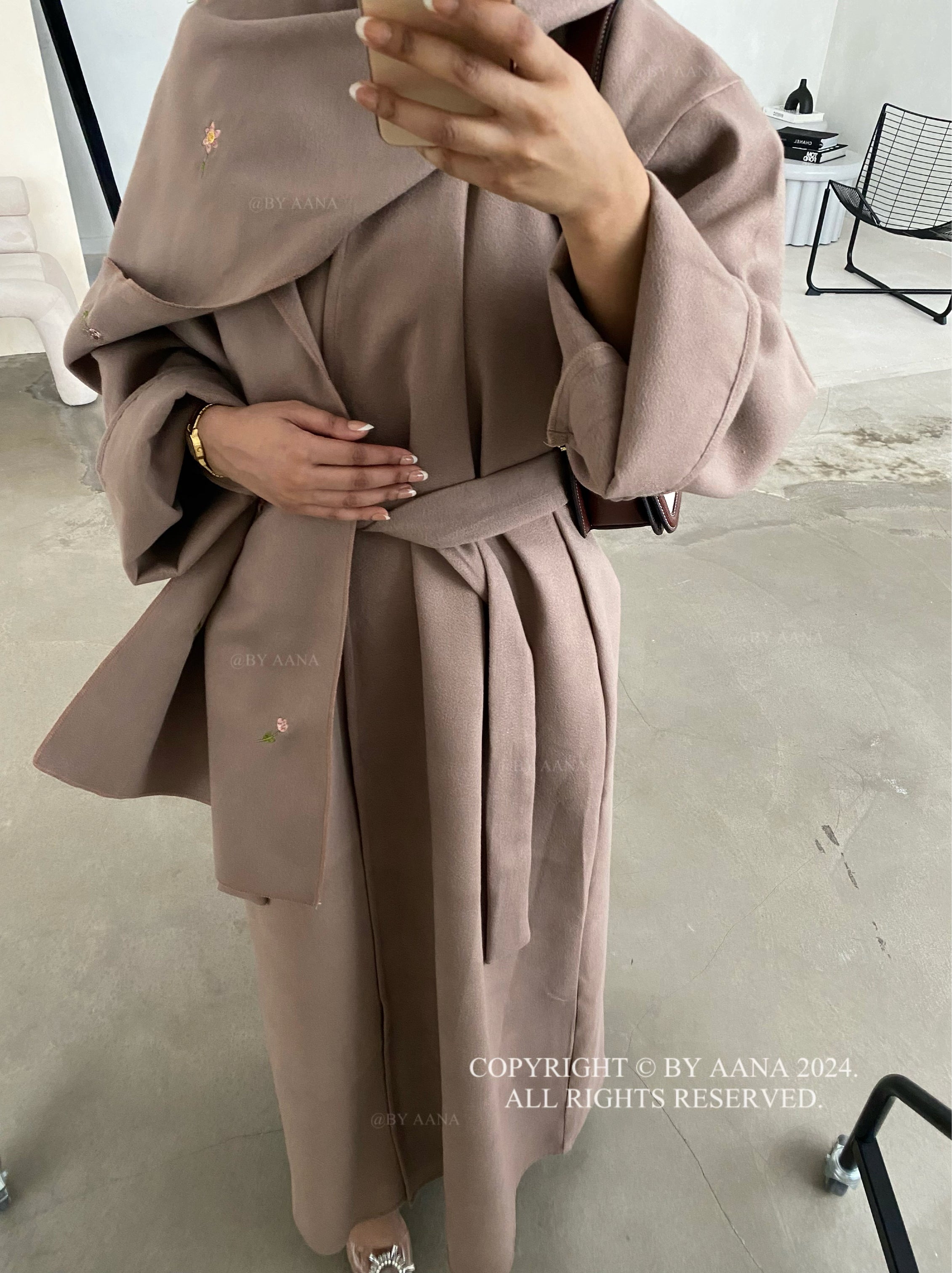 3 in 1 Coat Abaya- Brown