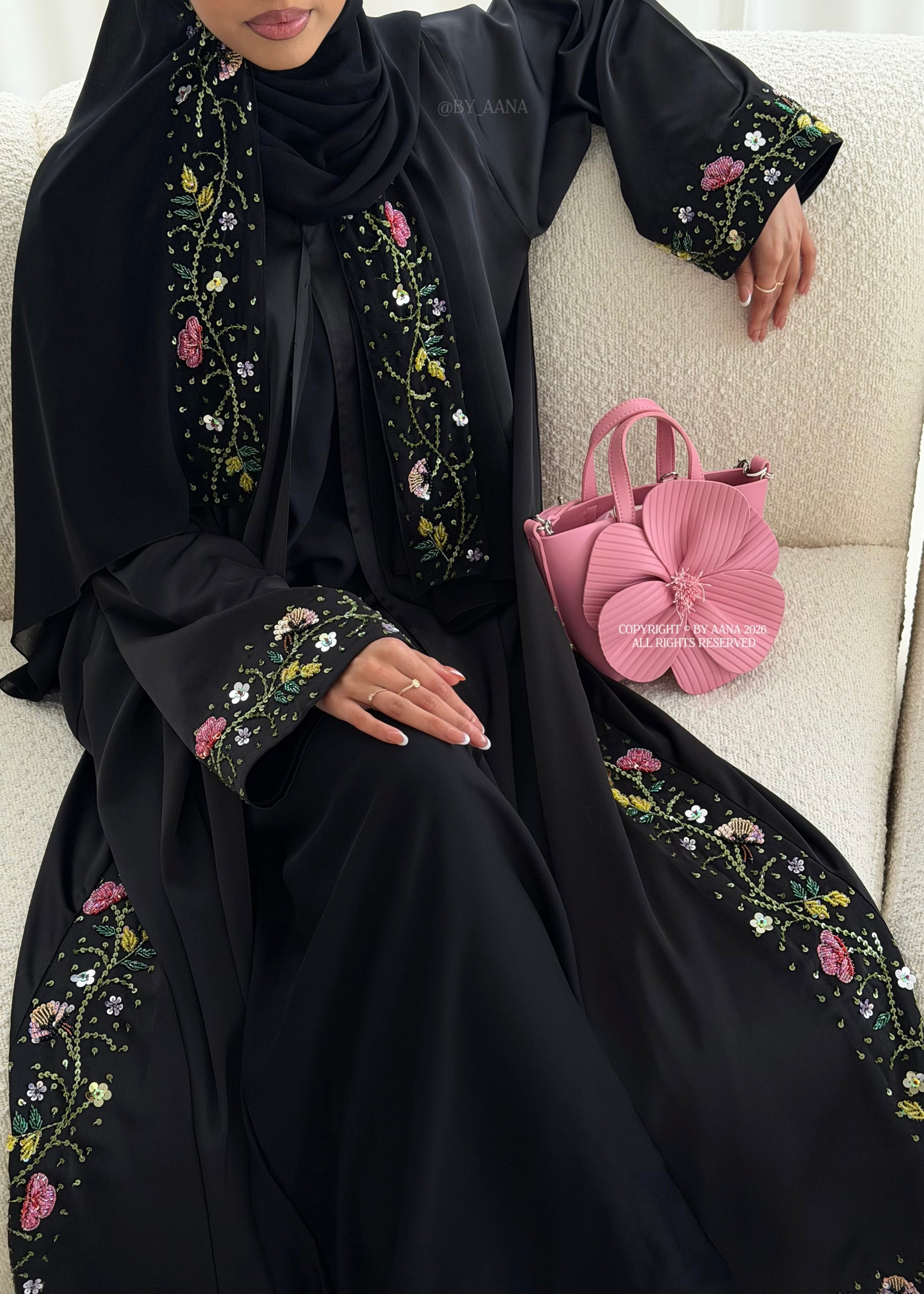 Elara Abaya- 3 Piece Set (Slip dress included)