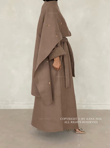 3 in 1 Coat Abaya- Brown