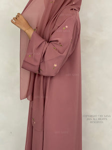 Flower And Tulip Abaya- Pink