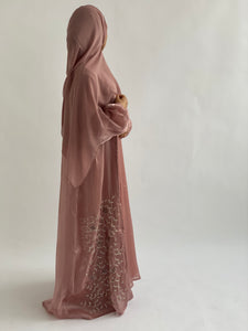 Jasmin Abaya 3 Piece Set- Pink Organza