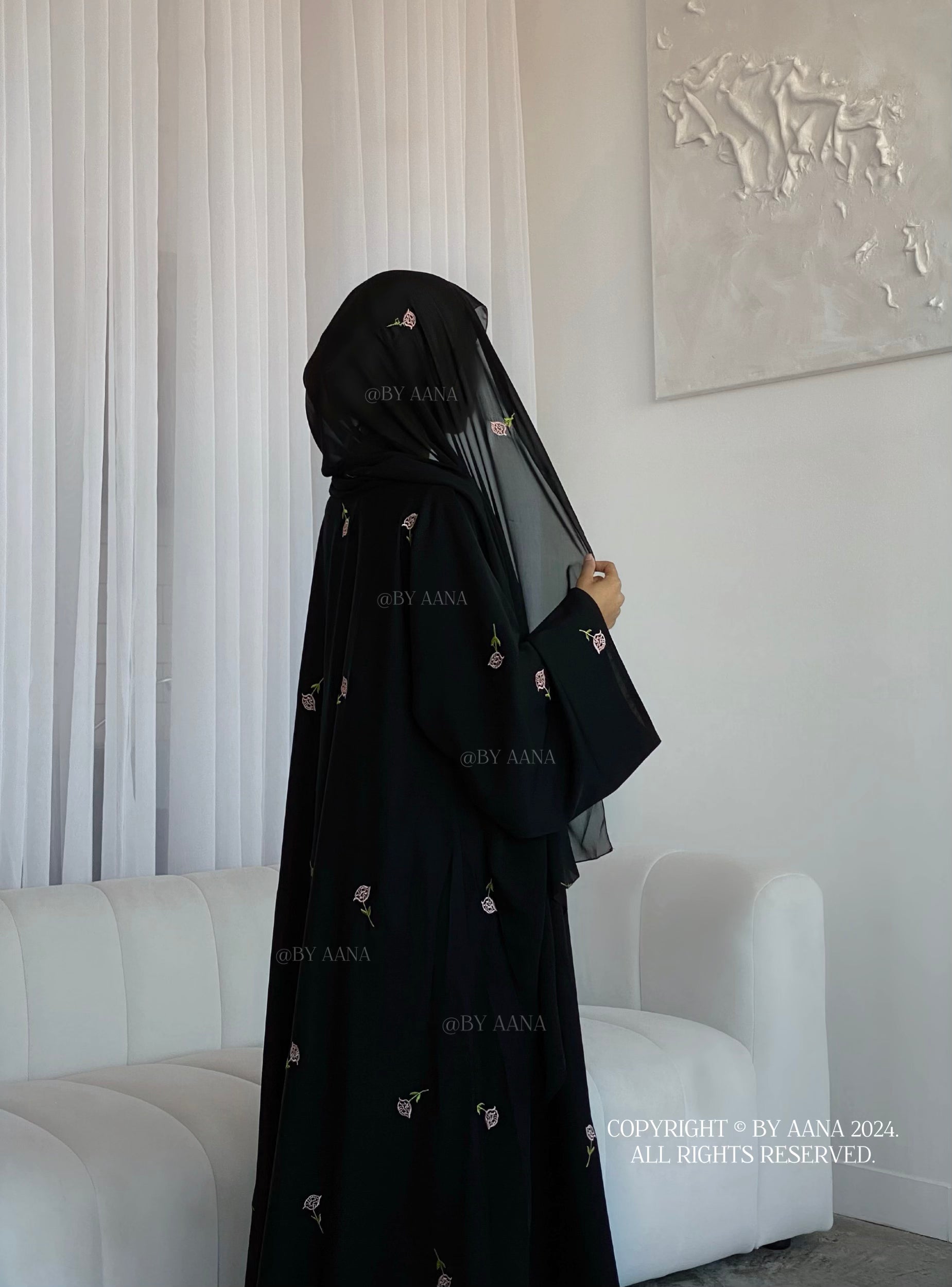 Rose Blossom Abaya- Black