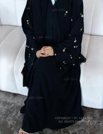 Load image into Gallery viewer, Flower And Tulip Abaya- Black
