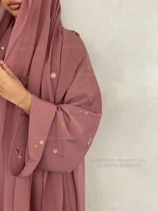 Flower And Tulip Abaya- Pink