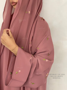 Flower And Tulip Abaya- Pink