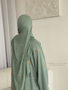 Rose Blossom Abaya- Aqua