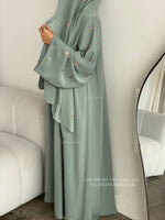 Load image into Gallery viewer, Flower And Tulip Abaya- Aqua
