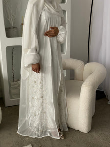 Jasmin Abaya 3 Piece Set-White