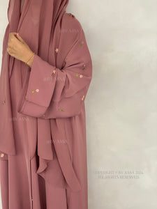 Flower And Tulip Abaya- Pink