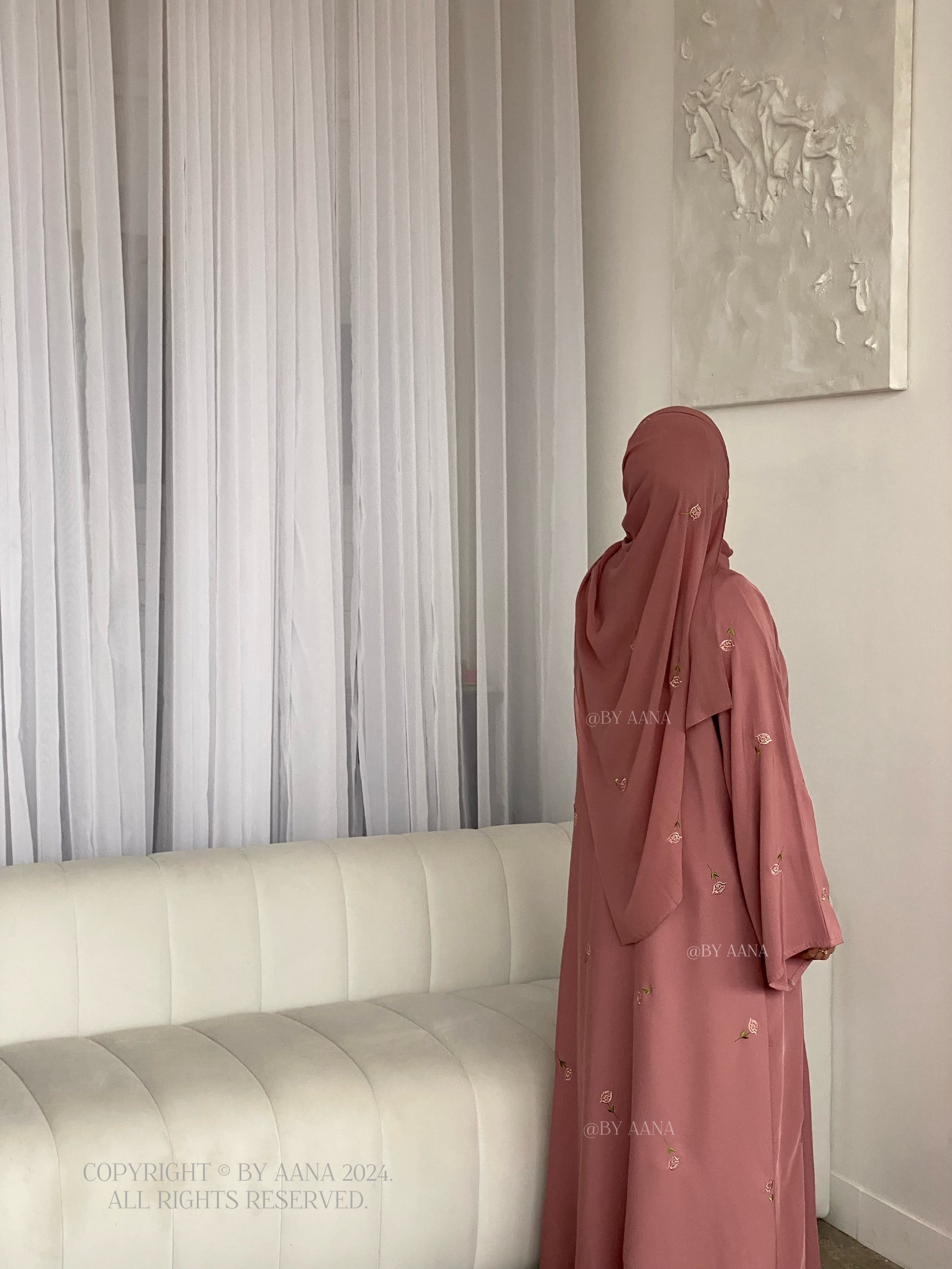 Rose Blossom Abaya-Pink