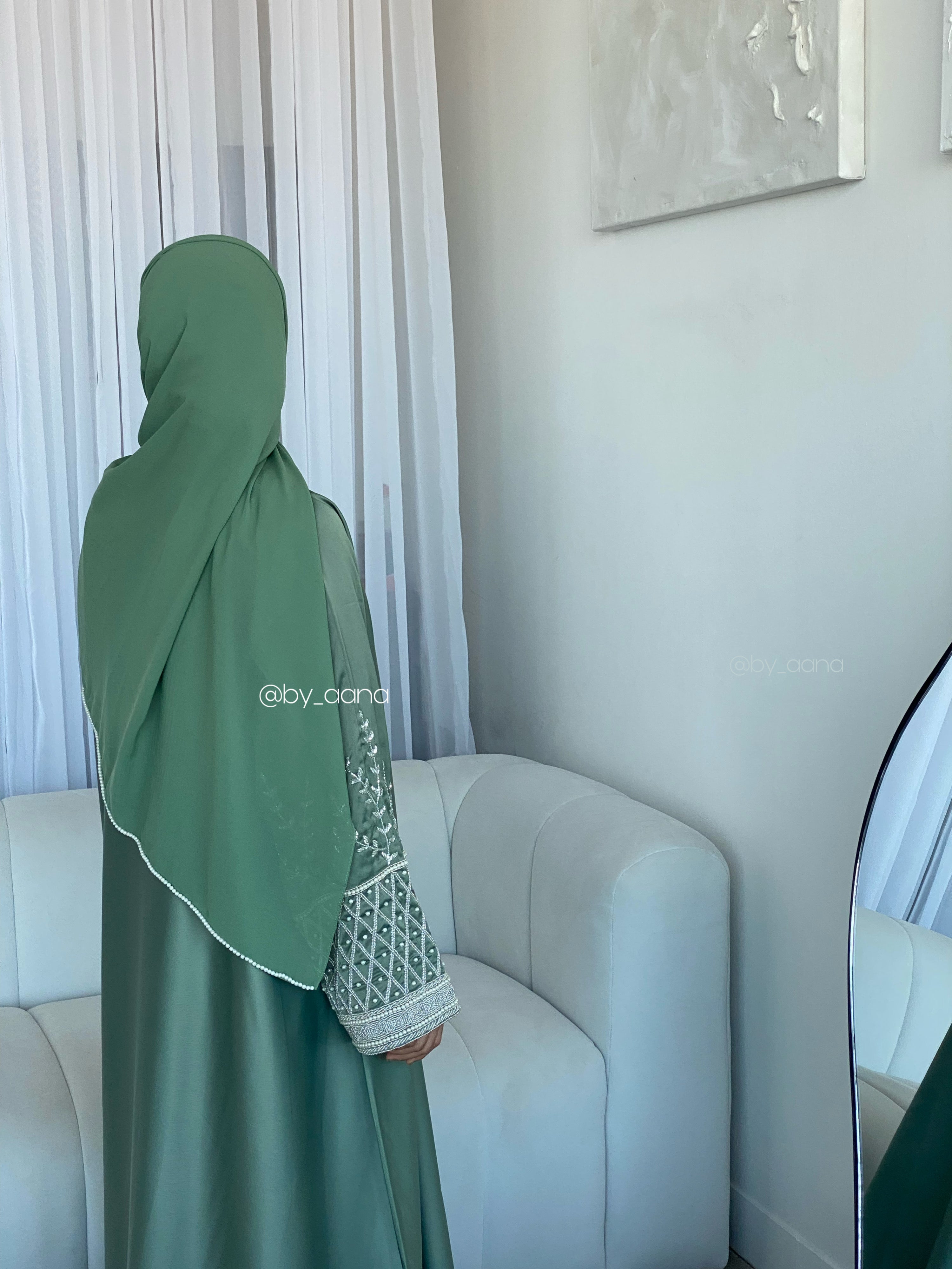 Lu’lu Open Abaya- Sea Green