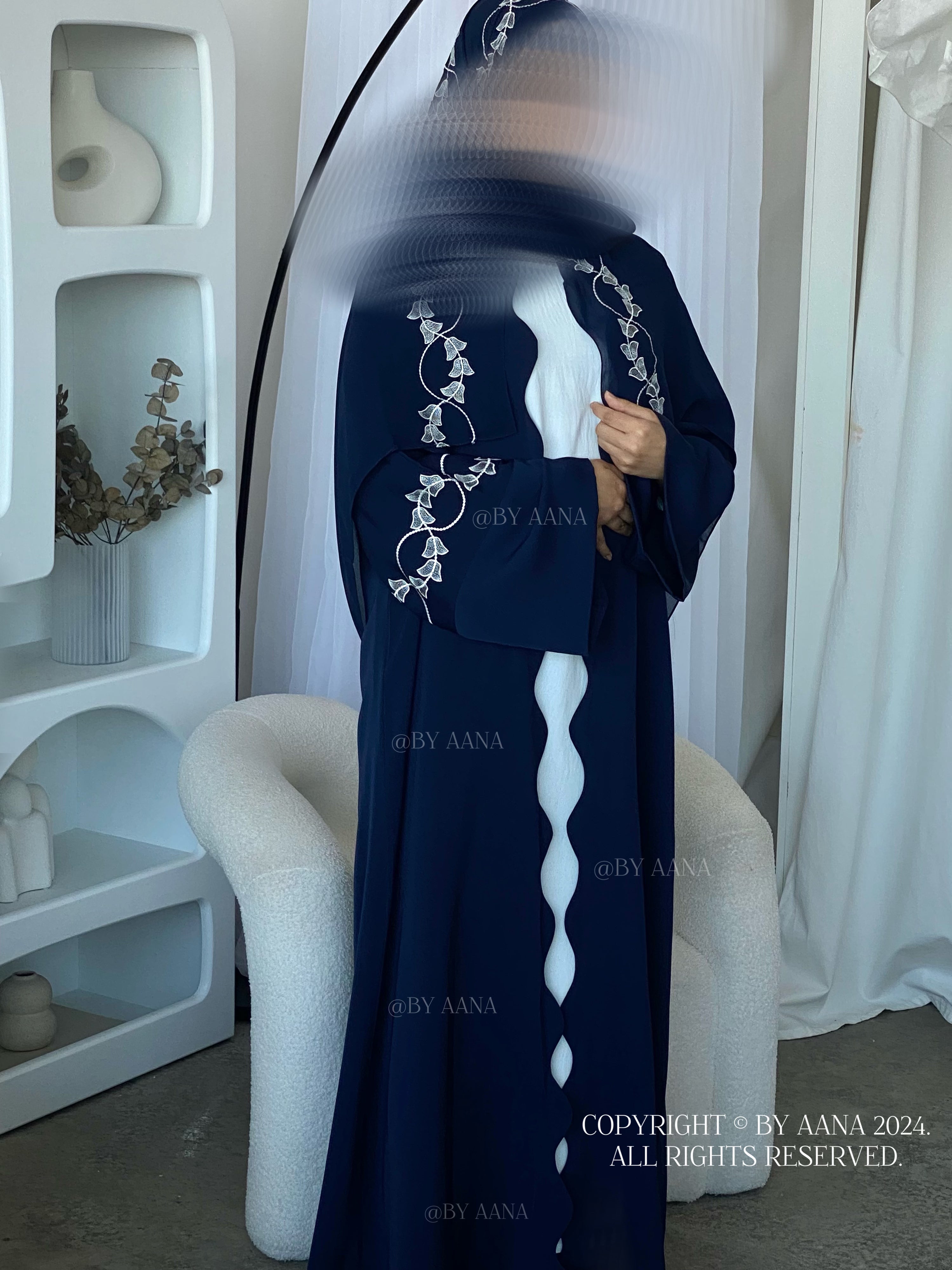 Dahlia Abaya set- Navy