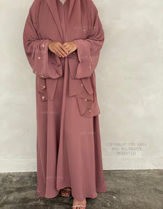 Flower And Tulip Abaya- Pink