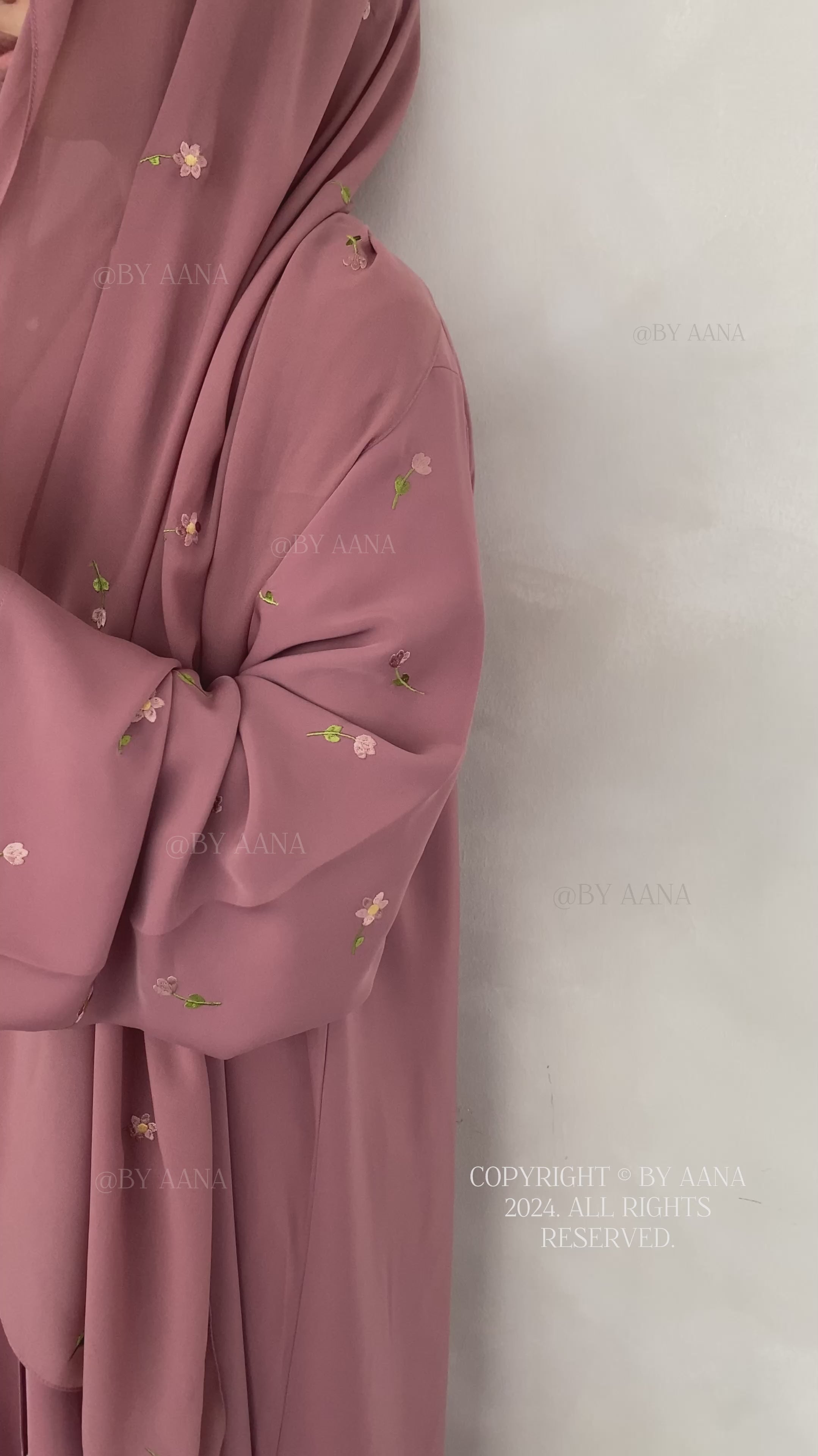 Flower And Tulip Abaya- Pink