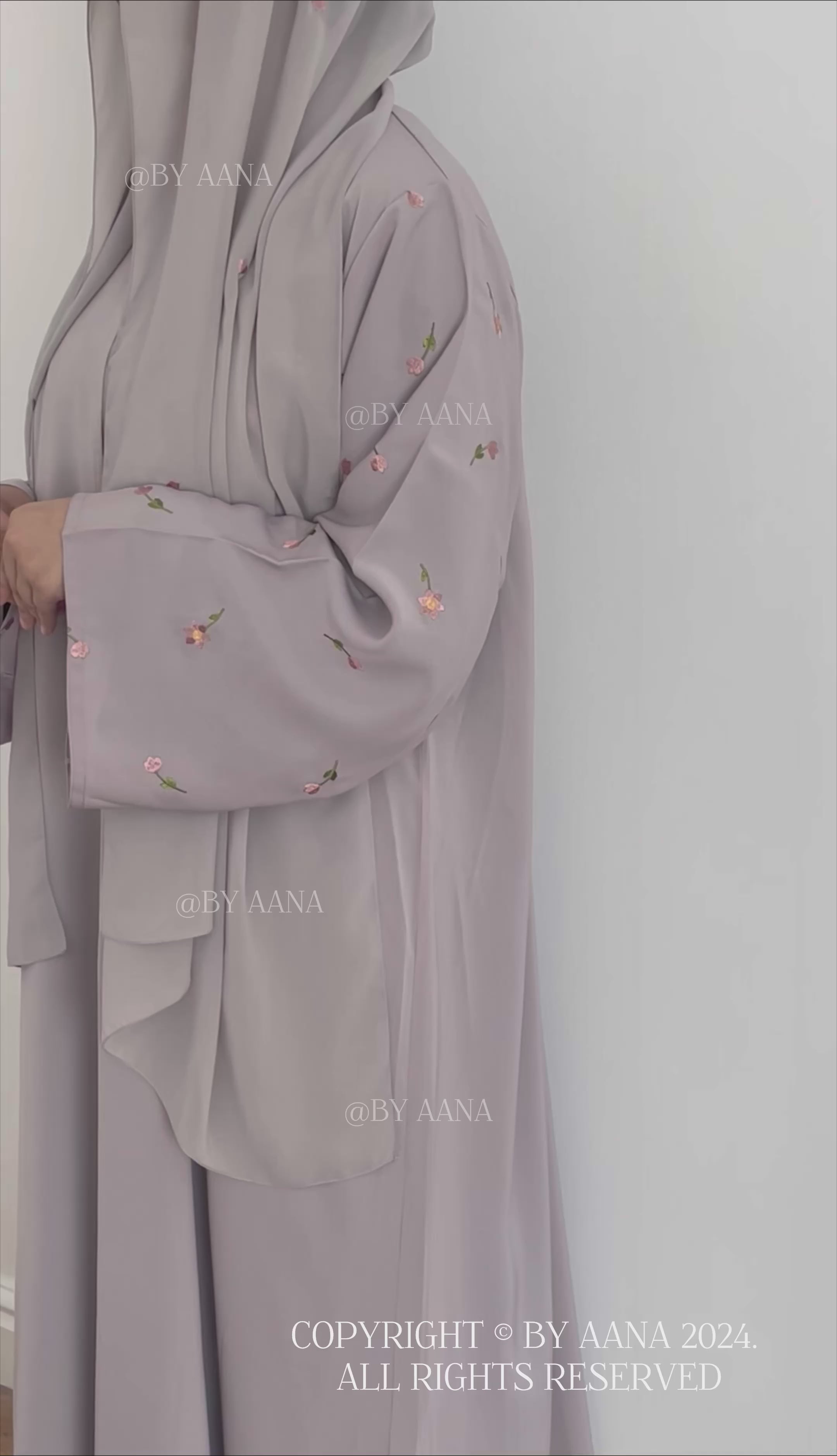 Flower And Tulip Abaya- NEW ‘Grey’ Shade