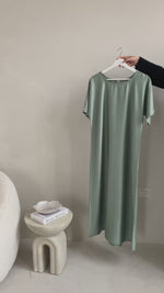 Load and play video in Gallery viewer, Matte Satin Slip Dress- Light Mint Blue
